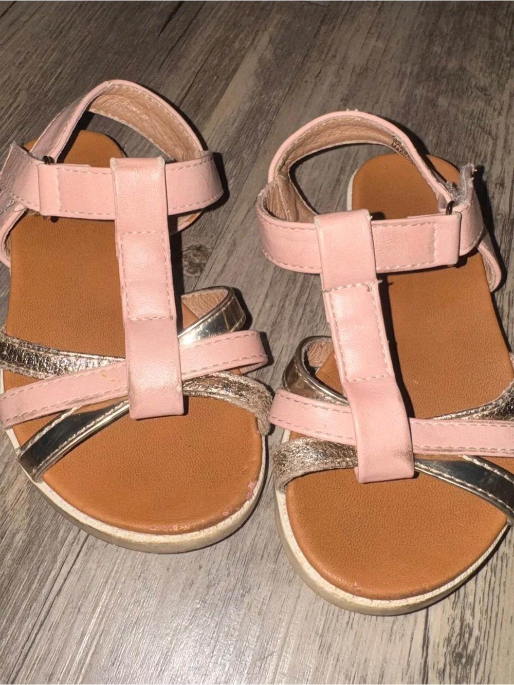 Tahari Pink and Metallic Gold Kids Sandals
